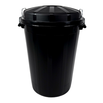 Denox nádoba na odpad s víkem INDUSTRIAL, 95 L, bezpečnostní uzavírání, černý, pevný plast