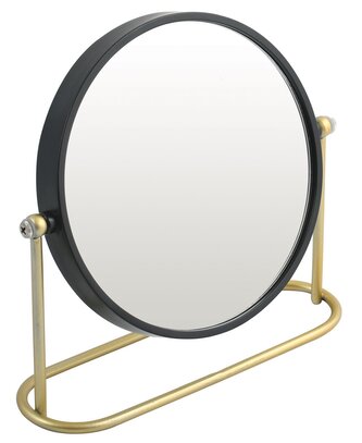 Spirella kosmetické zvětšovací zrcátko BLY, černá, polyresin, zlatý stojánek