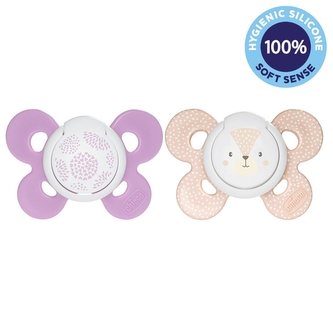 CHICCO Dudlík Physio Comfort silikonový 6-16m dívka - tečky/liška 2 ks
