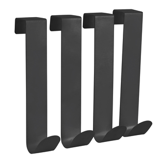 MSV 4 ks závěsných háčků na sprchovou zástěnu KESSY, matně černý, ocel, 18 mm