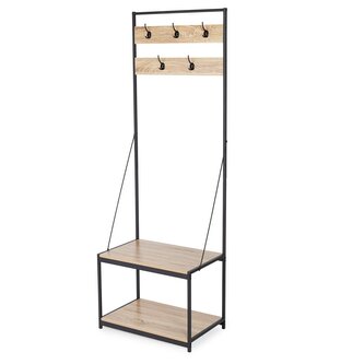 Předsíňová věšáková stěna Compactor s policemi na boty, kovová, 63 x 40 x 183 cm, černá