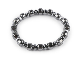 Náramek pružný hematitový, unisex - 1 ks - 1 šedá hematit