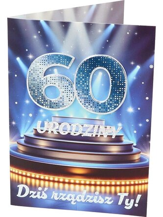 Karnet A B6 60 urodziny niebieskie RU-007
