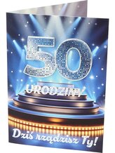 Karnet A B6 50 urodziny niebieskie RU-005