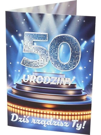 Karnet A B6 50 urodziny niebieskie RU-005