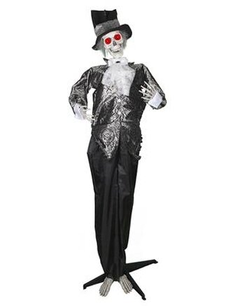 Halloween strašidelná kostra v obleku, 182 cm