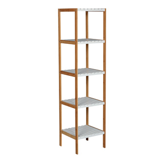 MSV bambusový regál REGIE, 5 police, bílý, MDF, 85 cm