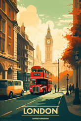 Plakát, Obraz - London - Vintage Travel Poster, 61 × 91.5 cm