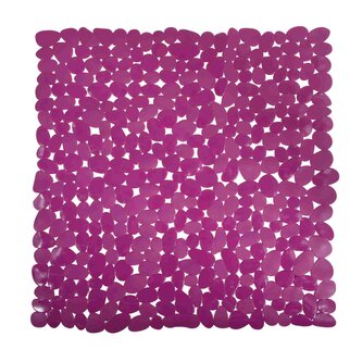 MSV protiskluzová podložka do sprchy GALETS, fialová, PVC, 53 x 53 cm