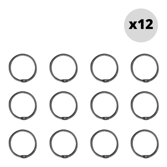 Spirella sada 12 ks kroužků na sprchové závěsy RINGO SMALL, černá, kov, průměr 4 cm