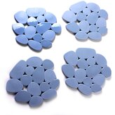 MSV sada 4 protiskluzových podložek GALETS, ve tvaru oblázků, šedá, PVC, 12 x 13 cm