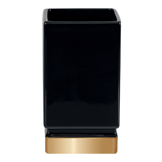 Spirella kelímek na kartáčky ROMA, černý, keramika, zlatý podstavec