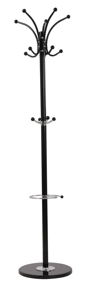 Ocelový věšák Compactor s mramorovým podstavcem 38 x 170 cm, černý