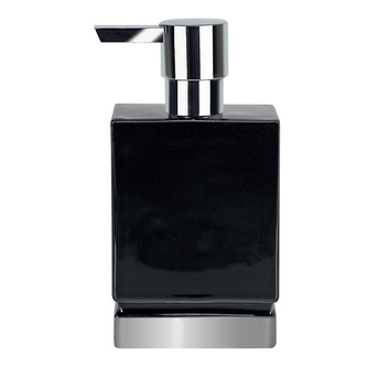 Spirella dávkovač mýdla ROMA, černá keramika, stříbrný podstavec, 300 ml