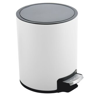 Spirella pedálový odpadkový koš RIKU, matná bílá, ocel, 3 L