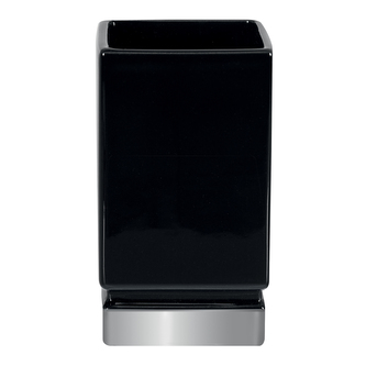 Spirella kelímek na kartáčky ROMA, černý, keramika, stříbrný podstavec