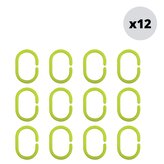 MSV sada 12 ks kroužků na sprchové závěsy, zelená, polypropylen, 5,8 x 3,8 cm
