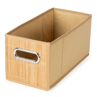 Compactor úložný košík ANJI - S, bambusový s látkou, 31 x 15 x 15 cm, přírodní