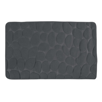 MSV koupelnová předložka PEBBLES, tmavě šedá, PU pěna, protiskluzová, 40 x 60 cm