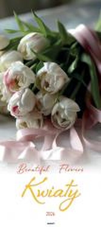 Kalendarz 2026 ścienny paskowy 22x49cm Kwiaty