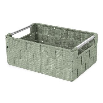 Compactor úložný košík s kovovými madly STAN - S, tkané pásky, 25 x 17 x 10 cm, zelený