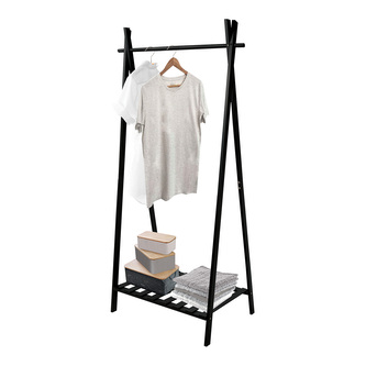 MSV dřevěný stojan s policí MIA, černý, bambus, MDF, 159 cm