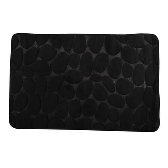 MSV koupelnová předložka PEBBLES, černá PU pěna, protiskluzová, 50 x 80 cm