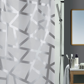 Spirella sprchový závěs BIZARRE, sříbrné linie, šedý, PEVA, 180 x 200 cm