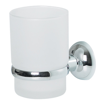 Spirella nástěnný kelímek na zubní kartáčky CAMPAGNE, bílé sklo, chromovaná ocel