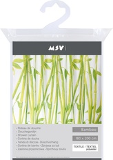MSV sprchový závěs BAMBUS, motiv bambusy, bílý, 180 x 200 cm, polyester