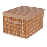 Compactor skládací úložný box s víkem NAGO - L, bambus s látkou, karton, 38 x 28 cm