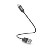 Hama MFi USB kabel pro Apple, USB-A Lightning, 0,2 m, opletený, černý