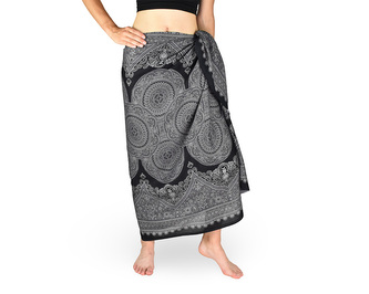 Sarong - Pareo REN, mandala kruh, černá