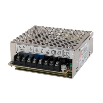 Spínaný zdroj pro vestavbu krytý 45,5W, 4 výstupy, 5V/5A DC, 12V/1A DC, -5V/0,5A DC, -12V/0,5A DC