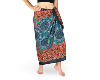 Sarong - Pareo REN, mandala trojzubec, zelená