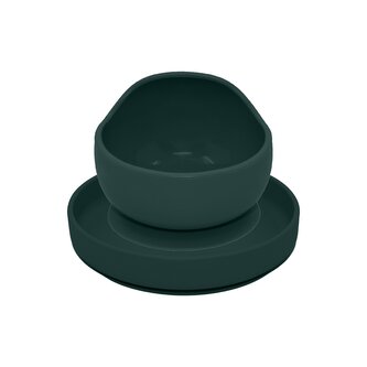 PETITE&MARS Set jídelní silikonový TAKE&MATCH 2 ks talíř + miska Misty Green 6m+