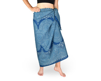 Sarong - Pareo REN, mandala kruh, sv. modrá