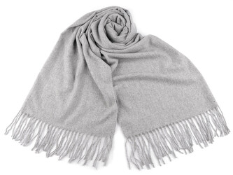 Šátek / šála / pléd s třásněmi 70x190 cm - 1 ks - 4 šedá světlá
