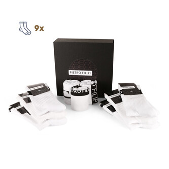 9PACK ponožky Pietro Filipi sportovní vysoké bílé (9POB1) M