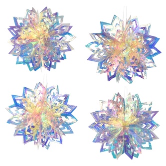 Vločka s duhovým efektem Ø20 cm, set 4 ks