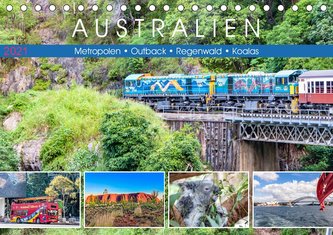 Australien - Metropolen . Outback . Regenwald . Koalas (Tischkalender 2021 DIN A5 quer)