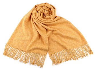 Šátek / šála / pléd s třásněmi 70x190 cm - 1 ks - 2 hořčicová