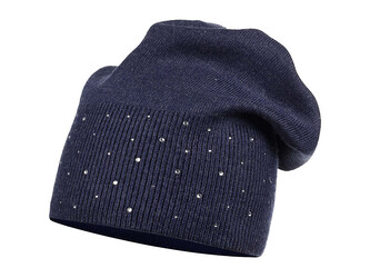 Dámská / dívčí zimní čepice s kamínky - 1 ks - 6 modrá tmavá