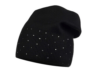 Dámská / dívčí zimní čepice s kamínky - 1 ks - 10 černá