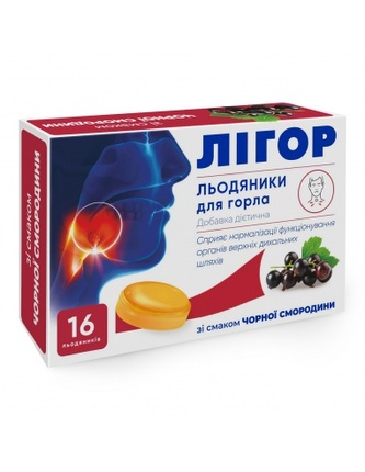 Pastilky Ligor s příchutí ČERNÝ RYBÍZ 16 pastilek  T132