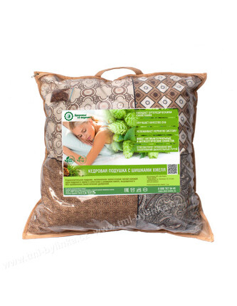 Cedrový polštář s CHMELOVÝMI ŠIŠKAMI 50x50cm ,,ELITE,, se sinteponem TML R081