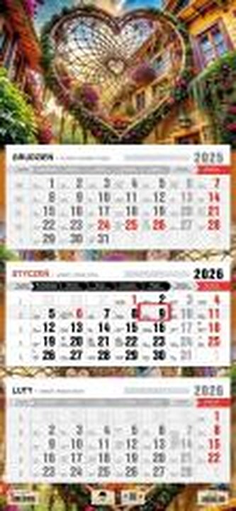 Kalendarz 2026 trójdzielny płaska główka łapacz