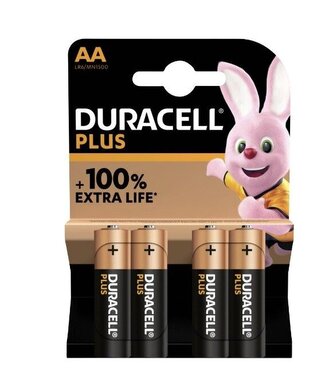 Baterie jednorázová alkalická, tužková, AA, 1.5V, Duracell, blistr, 4-pack, MN1500B4, Plus Power