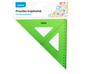 Pravítko trojúhelník s ryskou, zelené LUMA