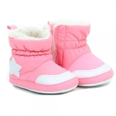 Zimní kojenecké capačky/botičky s kožíškem Star - růžové; 56-68 (0-6 m)